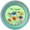 ROUND Digital Graphic Design HELLO SUMMER Green With Dragonfly Butterfly Bee Floral Wedding Gift First Home Sublimation Decoupage PNG SVG Country Farmhouse Home Decor Wall Art Shelf Sitter Gift Crafters Delight - JAMsCraftCloset