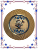 PLATE CHARGER GOLD PLASTIC ROUND DECOUPAGED Upcycled Repurposed Wall Art or Shelf Sitter PATRIOTIC CHICK WITH FLAG 4TH OF JULY Decor Kitchen Decor Home Decor Wall Art Gift WEDDING