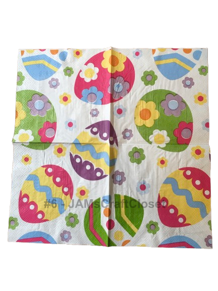 NAPKIN 6 EASTER EGGS Decoupage Craft Supplies Paper Crafts Card Making Journaling Mixed Medium Crafters Delight - JAMsCraftCloset