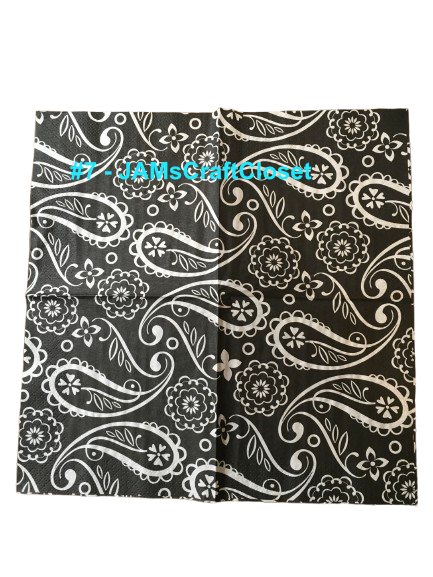 NAPKIN 7 BLACK AND WHITE PAISLEY Decoupage Craft Supplies Paper Crafts Card Making Journaling Mixed Medium Crafters Delight- JAMsCraftCloset