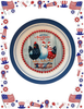 PLATE CHARGER BLUE WHITE PLASTIC ROUND DECOUPAGED Upcycled Repurposed Wall Art or Shelf Sitter GOD BLESS AMERICA CHICKS 4TH OF JULY Decor Kitchen Decor Home Decor Wall Art Gift WEDDING - JAMsCraftCloset