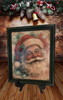 Vintage Wood Frame Decoupage On Glass SANTA SNOWFLAKES HOLLY Christmas Wall Art Shelf Sitter Gift Idea JAMsCraftCloset