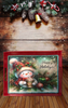 TRAY RED METAL Rectangle Decoupaged Hand Painted Upcycled Repurposed Wall Art HAPPY HOLIDAYS - Snowman Christmas Decoration Home Decor Shelf Sitter Gift - JAMsCraftCloset