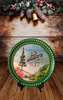 TRAY GREEN PLASTIC ROUND Decoupaged Hand Painted Upcycled Repurposed BEACH SCENE - MOST WONDERFUL TIME OF THE YEAR Home Decor Christmas Wall Art Shelf Sitter Gift - JAMsCraftCloset