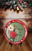 TRAY RED RED GREEN PLASTIC ROUND Decoupaged Hand Painted Upcycled Repurposed POINSETTIAS - TIDINGS OF JOY Home Decor Christmas Wall Art Shelf Sitter Gift - JAMsCraftCloset