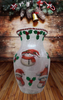 Glass VASE Decoupaged SNOWMEN and HOLLY Christmas Holiday Decor Wedding Decor Shelf Sitter Vase Shabby Chic Victorian BoHo Decor Gift Idea - JAMsCraftCloset