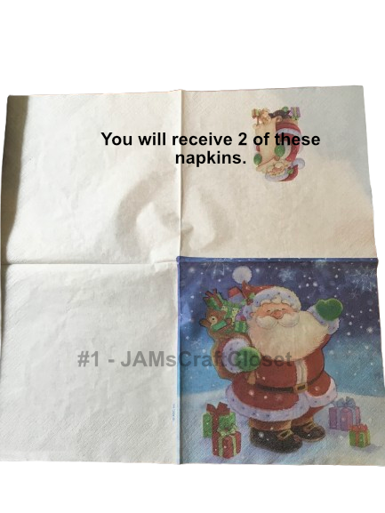 NAPKIN 8 SANTA Decoupage Craft Supplies Paper Crafts Card Making Journaling Mixed Medium Crafters Delight - JAMsCraftCloset