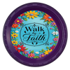 ROUND Digital Graphic Design - WALK BY FAITH VIBRANT FLORAL BLUE BACKGROUND - Wedding Gift HOME DECOR Sublimation Decoupage PNG SVG PDF JPEG Country Farmhouse Wall Art Shelf Sitter Gift Crafters Delight - JAMsCraftCloset