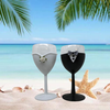 Stemware Glasses BRIDE and GROOM WINE Toasting Glasses WEDDING Hand Painted Black and White With Bling, Rose. Plaid Tie - JAMsCraftCloset