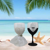 Stemware Glasses BRIDE and GROOM WINE Toasting Glasses WEDDING Hand Painted Black and White With Bling and Lace - JAMsCraftCloset