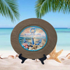 PLATE CHARGER LIGHT BROWN WOOD GRAIN PLASTIC ROUND DECOUPAGED Upcycled Repurposed Wall Art or Shelf Sitter HOPE ANCHORS THE SOUL Beach Coastal Home Decor Gift - JAMsCraftCloset