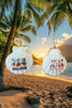SCALLOP SEASHELL CHRISTMAS ORNAMENT- Shell FLAMINGO Christmas Ornaments SET 3 - BEACH COASTAL DECOR - Handmade Hand Painted DECOUPAGED Repurposed Upcycled Gift SET OF 2 Ornaments - JAMsCraftCloset