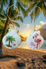 SCALLOP SEASHELL CHRISTMAS ORNAMENT- Shell FLAMINGO Christmas Ornaments SET 2 - BEACH COASTAL DECOR - Handmade Hand Painted DECOUPAGED Repurposed Upcycled Gift SET OF 2 Ornaments - JAMsCraftCloset