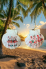 SCALLOP SEASHELL CHRISTMAS ORNAMENT- Shell FLAMINGO Christmas Ornaments SET 1 - BEACH COASTAL DECOR - Handmade Hand Painted DECOUPAGED Repurposed Upcycled Gift SET OF 2 Ornaments - JAMsCraftCloset