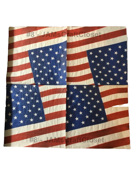 NAPKIN 9 AMERICAN FLAG Decoupage Craft Supplies Paper Crafts Card Making Journaling Mixed Medium Crafters Delight