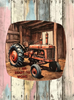 SQUARE Plastic PLATE Farmhouse Country Wall Art Shelf Sitter Decoupage ANTIQUE TRACTOR - READY FOR WORK Handmade Gift Idea Crafters Delight - JAMsCraftCloset