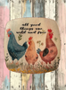 SQUARE Plastic PLATE Farmhouse Country Wall Art Shelf Sitter Decoupage CHICKENS - WILD AND FREE Handmade Gift Idea Crafters Delight - JAMsCraftCloset