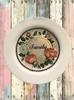 TRAY WHITE PLASTIC ROUND Decoupaged Hand Painted Upcycled Repurposed FAMILY With ROSES - Home Decor Wall Art Shelf Sitter Gift - JAMsCraftCloset