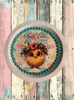PLATE PLASTIC ROUND Decoupaged Hand Painted Upcycled Repurposed Wall Art EASTER CHICK FLOWERS IN HAIR - HAPPY EASTER Home Decor Spring Easter Wall Art Gift - JAMsCraftCloset