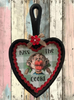 CAST IRON HEART SHAPED Frying Pan Skillet MINI Black KISS THE COOK Farmhouse Country KITCHEN Wall Art Decoupaged Repurposed Upcycled Gift Idea Crafters Delight - JAMsCraftCloset