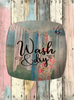 SQUARE Plastic PLATE Farmhouse Country Wall Art Shelf Sitter Decoupage LAUNDRY ON LINE - WASH AND DRY Handmade Gift Idea Crafters Delight - JAMsCraftCloset