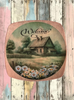 SQUARE Plastic PLATE Farmhouse Country Wall Art Shelf Sitter Decoupage FARMHOUSE DAISIES - WELCOME Handmade Gift Idea Crafters Delight - JAMsCraftCloset