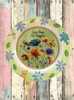 PLATE FLORAL PLASTIC ROUND DECOUPAGED Upcycled Repurposed Wall Art or Shelf Sitter LAZY DAYS OF SUMMER Green Red Blue Floral Home Decor Wall Art Gift WEDDING - JAMsCraftCloset