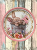 Metal Round TRAY Farmhouse Country EASTER BUNNY IN PAIL Wall Art HAPPY EASTER Cottage Chic Victorian Decor Handmade Gift Idea {{ JAMsCraftCloset }}