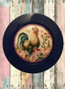 PLATE CHARGER NAVY BLUE PLASTIC ROUND DECOUPAGED Upcycled Repurposed Wall Art or Shelf Sitter HEN PINK ROSES Kitchen Decor Home Decor Wall Art Gift WEDDING - JAMsCraftCloset