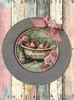 Galvanized Metal Round Charger Plate With Hanging Hook Decoupaged Farmhouse Country Wall Art Shelf Sitter WELCOME TO THE COOP Bathroom Decor Handmade Gift Idea - JAMsCraftCloset