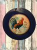 PLATE CHARGER NAVY BLUE PLASTIC ROUND DECOUPAGED Upcycled Repurposed Wall Art or Shelf Sitter RISE AND SHINE ROOSTER Decor Kitchen Decor Home Decor Wall Art Gift WEDDING - JAMsCraftCloset