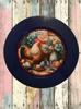 PLATE CHARGER NAVY BLUE PLASTIC ROUND DECOUPAGED Upcycled Repurposed Wall Art or Shelf Sitter HEN WITH EGGS 4TH OF JULY Decor Kitchen Decor Home Decor Wall Art Gift WEDDING - JAMsCraftCloset
