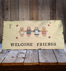 Antique Roof Slate and Chalkboard Vintage Hand Painted WELCOME FRIENDS (Yellow) Unique Country Farmhouse Home Decor Wall Art Welcome Sign Family Gift - JAMsCraftCloset