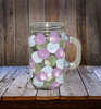 Mugs Mason Jar Hand Painted HAPPY DOTS Green Blue Lilac Summer Gift Idea Unique One of a Kind Drinkware Barware Kitchen Decor Country Cottage Chic - JAMsCraftCloset