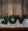 JOY Chunky Green Wooden Primitive Hand Painted Handmade Christmas Winter Decoration Home Decor Holiday