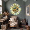 PLATE FLORAL PLASTIC ROUND DECOUPAGED Upcycled Repurposed Wall Art or Shelf Sitter LAZY DAYS OF SUMMER Green Red Blue Floral Home Decor Wall Art Gift WEDDING - JAMsCraftCloset