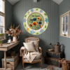 PLATE FLORAL PLASTIC ROUND DECOUPAGED Upcycled Repurposed Wall Art or Shelf Sitter HELLO SUMMER Green Red Blue Floral Home Decor Wall Art Gift WEDDING - JAMsCraftCloset