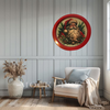 TRAY RED METAL ROUND Decoupaged Hand Painted Upcycled Repurposed Wall Art SANTA FACE - I STILL BELIEVE With Bling Home Decor Christmas Wall Art Gift - JAMsCraftCloset