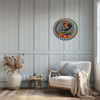 Metal Round RED, WHITE, and BLUE TRAY Farmhouse Country HEN WITH WATERING CAN Design Wall Art Country Farmhouse Decor Handmade Kitchen or Coffee Bar Decor Gift Idea &nbsp;- JAMsCraftCloset