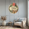 Metal Round TRAY Farmhouse Country Roses and Lilacs Wall Art WELCOME Cottage Chic Victorian Decor Handmade Gift Idea {{ JAMsCraftCloset }}