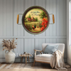 Galvanized Metal Round TRAY Farmhouse Country Shelf Sitter Wall Art A LITTLE PIECE OF HEAVEN Farm Chickens Floral Handmade Gift Idea &nbsp;- JAMsCraftCloset