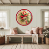 TRAY WHITE and RED METAL ROUND Decoupaged Hand Painted Upcycled Repurposed Wall Art CANDY CANE MERRY CHRISTMAS Home Decor Christmas Wall Art Gift - JAMsCraftCloset