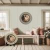 Galvanized Metal Round Charger Plate With Hanging Hook Decoupaged Farmhouse Country Wall Art Shelf Sitter WELCOME TO THE FARM COW Handmade Gift Idea - JAMsCraftCloset