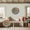 Galvanized Metal Round Charger Plate With Hanging Hook Decoupaged Farmhouse Country Wall Art Shelf Sitter WELCOME TO THE COOP Bathroom Decor Handmade Gift Idea - JAMsCraftCloset