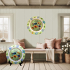 PLATE FLORAL PLASTIC ROUND DECOUPAGED Upcycled Repurposed Wall Art or Shelf Sitter LAZY DAYS OF SUMMER Green Red Blue Floral Home Decor Wall Art Gift WEDDING - JAMsCraftCloset