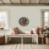 Metal Round RED, WHITE, and BLUE TRAY Farmhouse Country HEN WITH WATERING CAN Design Wall Art Country Farmhouse Decor Handmade Kitchen or Coffee Bar Decor Gift Idea &nbsp;- JAMsCraftCloset