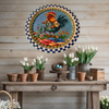 Metal Round RED, WHITE, and BLUE TRAY Farmhouse Country HEN WITH WATERING CAN Design Wall Art Country Farmhouse Decor Handmade Kitchen or Coffee Bar Decor Gift Idea &nbsp;- JAMsCraftCloset
