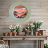 PLATE CHARGER TEAL AQUA PLASTIC ROUND DECOUPAGED Upcycled Repurposed Wall Art or Shelf Sitter GOOD MORNING - BEACH SCENE Home Coffee Bar KITCHEN Bathroom Decor Gift WEDDING - JAMsCraftCloset