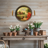 Galvanized Metal Round TRAY Farmhouse Country Shelf Sitter Wall Art A LITTLE PIECE OF HEAVEN Farm Chickens Floral Handmade Gift Idea &nbsp;- JAMsCraftCloset