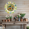 PLATE FLORAL PLASTIC ROUND DECOUPAGED Upcycled Repurposed Wall Art or Shelf Sitter LAZY DAYS OF SUMMER Green Red Blue Floral Home Decor Wall Art Gift WEDDING - JAMsCraftCloset